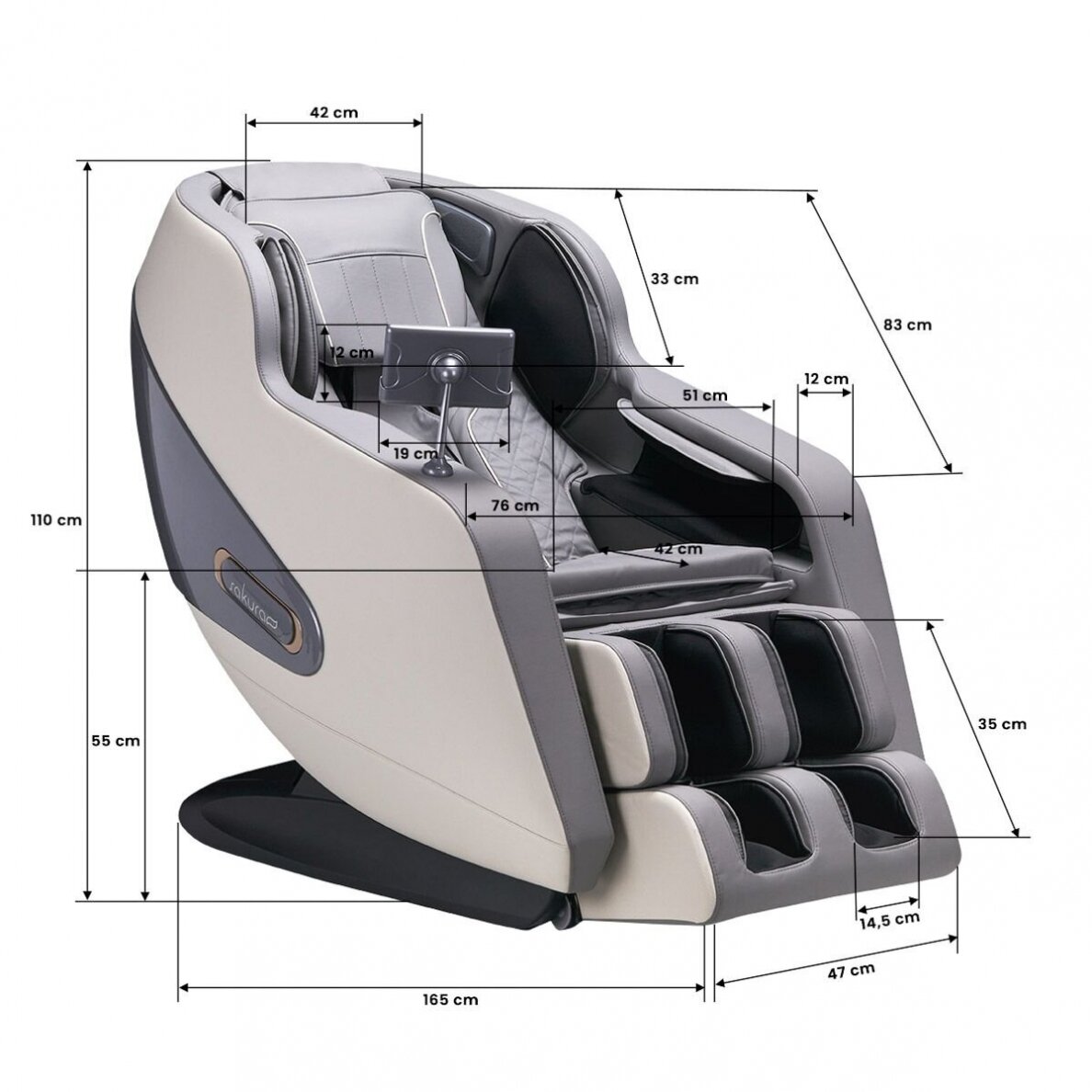 Кресло SAKURA COMFORT PLUS 806 с функцией массажа и встроенным Bluetooth, цвет серый 17 Кресло SAKURA COMFORT PLUS 806 с функцией массажа и встроенным Bluetooth, цвет серый 17