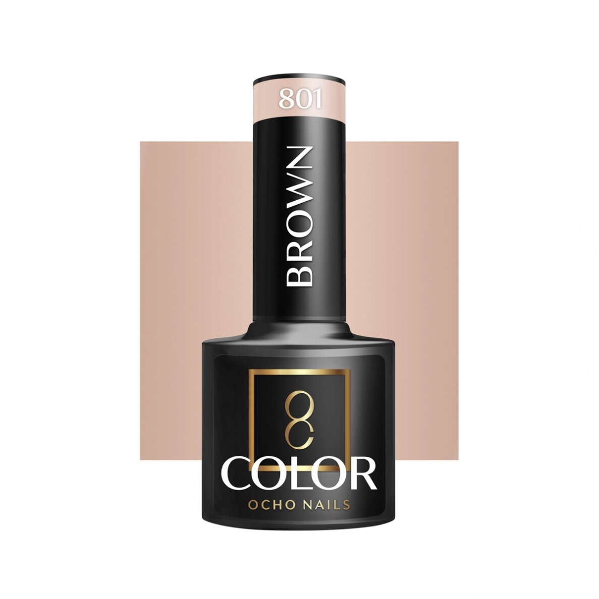 OCHO NAILS ilgalaikis hibridinis nagų lakas manikiūrui BROWN 801, 5 g. OCHO NAILS ilgalaikis hibridinis nagų lakas manikiūrui BROWN 801, 5 g.