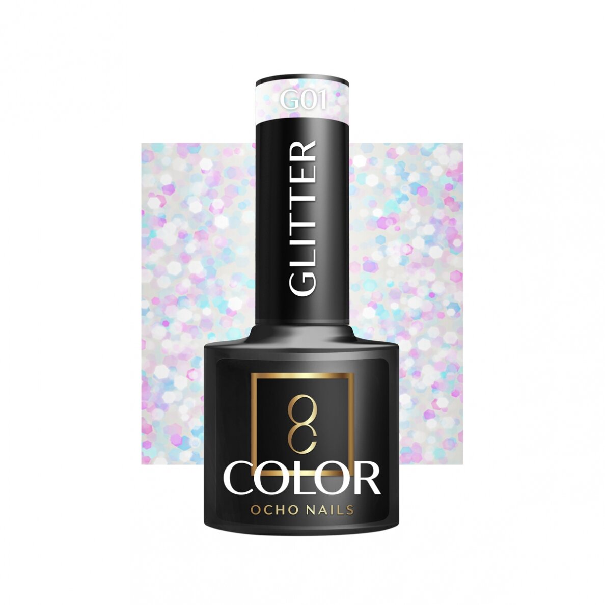 OCHO NAILS Стойкий гибридный лак для маникюра GLITTER G01, 5 г.