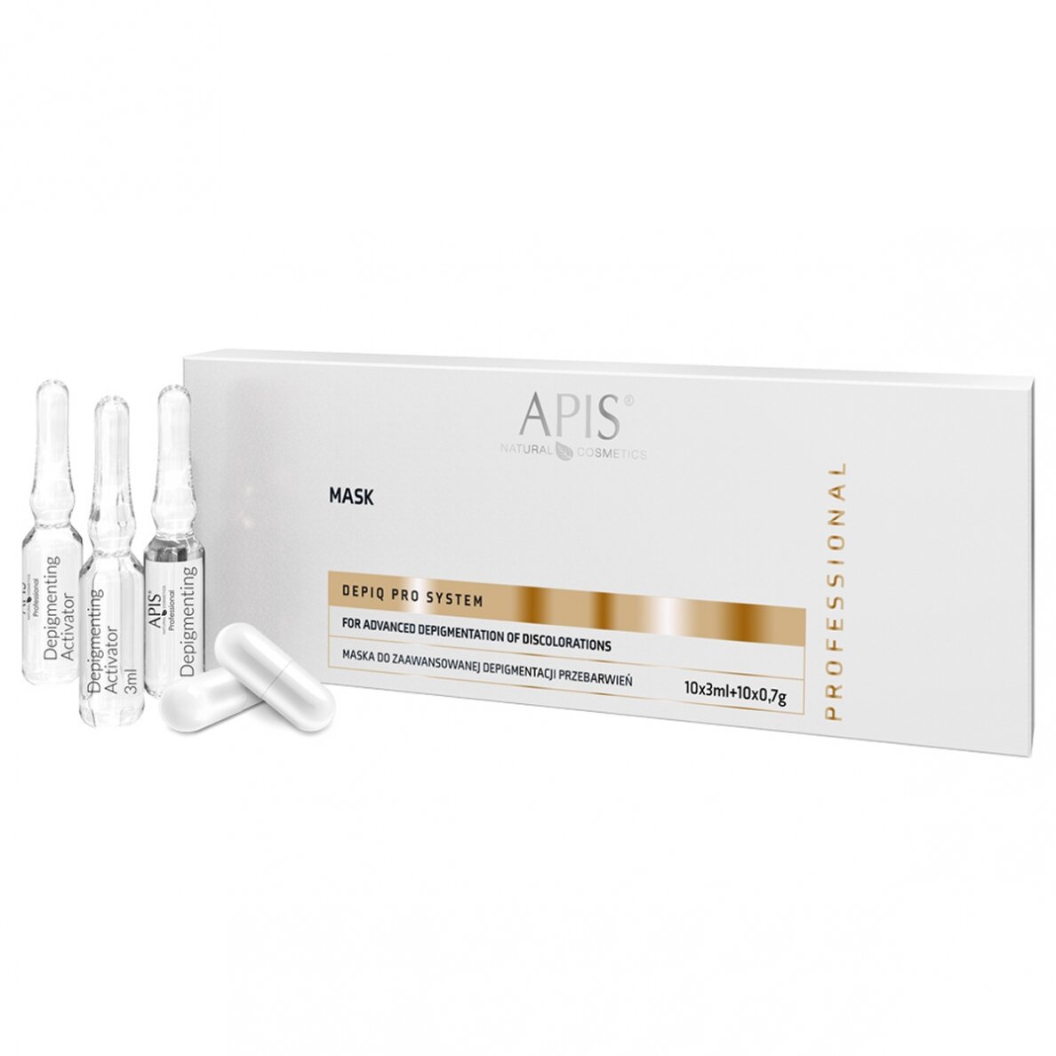 APIS DEPIQ PRO SYSTEM mask for depigmentation of deep pigment spots 10x3ml + 10x0.7g APIS DEPIQ PRO SYSTEM mask for depigmentation of deep pigment spots 10x3ml + 10x0.7g