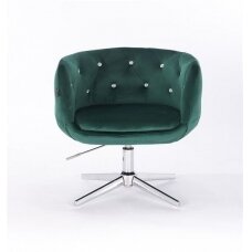 Grožio salono kėdė stabiliu pagrindu HR333CROSS, žalias aksomas