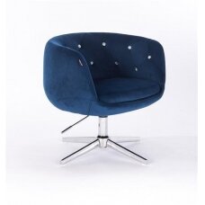 Кресло для салона красоты на устойчивой базе HR333CROSS, синий велюр