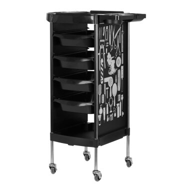 Professional hairdressers trolley GABBIANO X11-9 GRAPHICS, black color Professional hairdressers trolley GABBIANO X11-9 GRAPHICS, black color