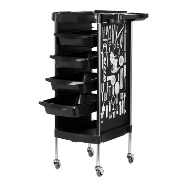 Professional hairdressers trolley GABBIANO X11-9 GRAPHICS, black color Professional hairdressers trolley GABBIANO X11-9 GRAPHICS, black color