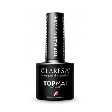 CLARESA TOP MATT NO WIPE hibridinis nagų lako viršutinis matinis sluoksnis, 5 g CLARESA TOP MATT NO WIPE hibridinis nagų lako viršutinis matinis sluoksnis, 5 g
