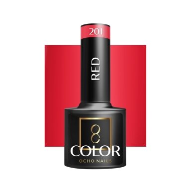OCHO NAILS long-lasting hybrid nail polish for manicure RED 201, 5 g. OCHO NAILS long-lasting hybrid nail polish for manicure RED 201, 5 g.