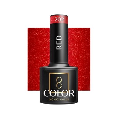 OCHO NAILS long-lasting hybrid nail polish for manicure RED 202, 5 g. OCHO NAILS long-lasting hybrid nail polish for manicure RED 202, 5 g.