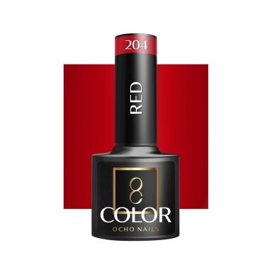 OCHO NAILS long-lasting hybrid nail polish for manicure RED 204, 5 g. OCHO NAILS long-lasting hybrid nail polish for manicure RED 204, 5 g.
