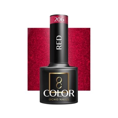 OCHO NAILS long-lasting hybrid nail polish for manicure RED 206, 5 g. OCHO NAILS long-lasting hybrid nail polish for manicure RED 206, 5 g.