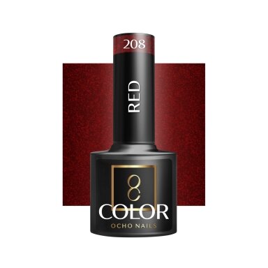 OCHO NAILS long-lasting hybrid nail polish for manicure RED 208, 5 g. OCHO NAILS long-lasting hybrid nail polish for manicure RED 208, 5 g.
