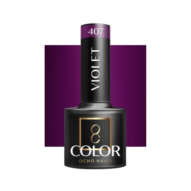 OCHO NAILS long-lasting hybrid nail polish for manicure VIOLET 407, 5 g. OCHO NAILS long-lasting hybrid nail polish for manicure VIOLET 407, 5 g.