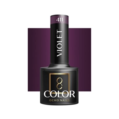 OCHO NAILS long-lasting hybrid nail polish for manicure VIOLET 411, 5 g. OCHO NAILS long-lasting hybrid nail polish for manicure VIOLET 411, 5 g.