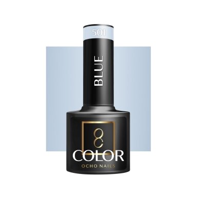 OCHO NAILS ilgalaikis hibridinis nagų lakas manikiūrui BLUE 501, 5 g. OCHO NAILS ilgalaikis hibridinis nagų lakas manikiūrui BLUE 501, 5 g.
