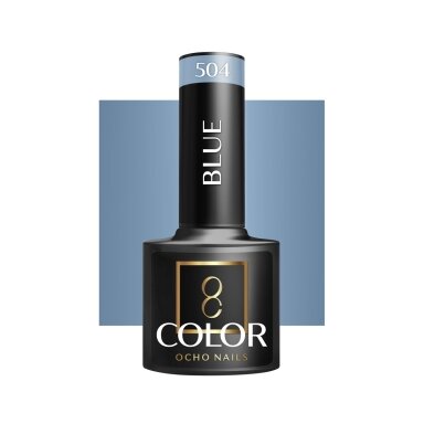 OCHO NAILS ilgalaikis hibridinis nagų lakas manikiūrui BLUE 504, 5 g. OCHO NAILS ilgalaikis hibridinis nagų lakas manikiūrui BLUE 504, 5 g.