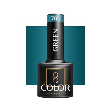 OCHO NAILS ilgalaikis hibridinis nagų lakas manikiūrui GREEN 703, 5 g. OCHO NAILS ilgalaikis hibridinis nagų lakas manikiūrui GREEN 703, 5 g.
