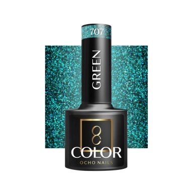 OCHO NAILS long-lasting hybrid nail polish for manicure GREEN 707, 5 g. OCHO NAILS long-lasting hybrid nail polish for manicure GREEN 707, 5 g.
