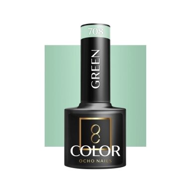 OCHO NAILS long-lasting hybrid nail polish for manicure GREEN 708, 5 g. OCHO NAILS long-lasting hybrid nail polish for manicure GREEN 708, 5 g.