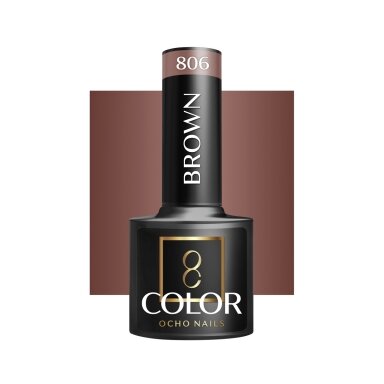 OCHO NAILS long-lasting hybrid nail polish for manicure BROWN 806, 5 g. OCHO NAILS long-lasting hybrid nail polish for manicure BROWN 806, 5 g.