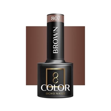 OCHO NAILS long-lasting hybrid nail polish for manicure BROWN 807, 5 g. OCHO NAILS long-lasting hybrid nail polish for manicure BROWN 807, 5 g.