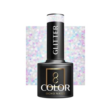 OCHO NAILS long-lasting hybrid nail polish for manicure GLITTER G01, 5 g. OCHO NAILS long-lasting hybrid nail polish for manicure GLITTER G01, 5 g.