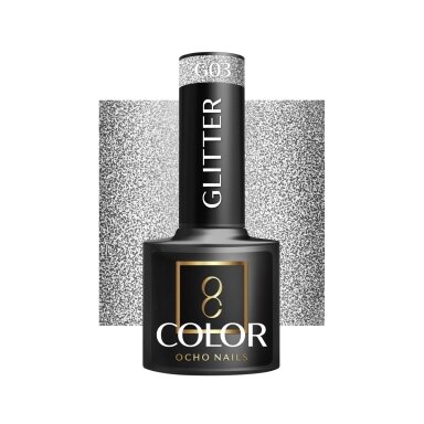 OCHO NAILS ilgalaikis hibridinis nagų lakas manikiūrui GLITTER G03, 5 g. OCHO NAILS ilgalaikis hibridinis nagų lakas manikiūrui GLITTER G03, 5 g.
