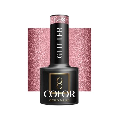 OCHO NAILS long-lasting hybrid nail polish for manicure GLITTER G08, 5 g. OCHO NAILS long-lasting hybrid nail polish for manicure GLITTER G08, 5 g.