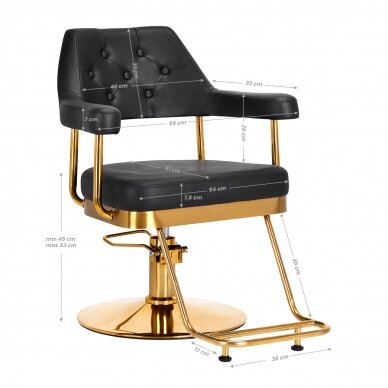 Professional hairdressing chair GABBIANO GRANDA, black with gold details 7