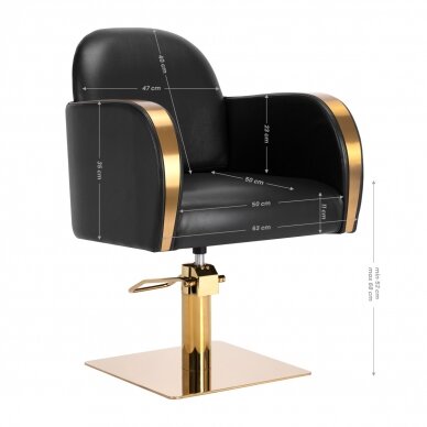 Profesionali kirpyklos kėdė GABBIANO MALAGA, juoda su aukso spalvos detalėmis 7