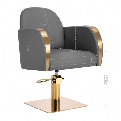 Profesionali kirpyklos kėdė GABBIANO MALAGA, pilka su aukso spalvos detalėmis 7
