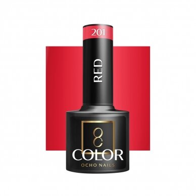 OCHO NAILS long-lasting hybrid nail polish for manicure RED 201, 5 g. OCHO NAILS long-lasting hybrid nail polish for manicure RED 201, 5 g.