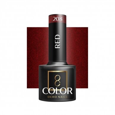 OCHO NAILS long-lasting hybrid nail polish for manicure RED 208, 5 g. OCHO NAILS long-lasting hybrid nail polish for manicure RED 208, 5 g.