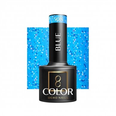 OCHO NAILS ilgalaikis hibridinis nagų lakas manikiūrui BLUE 508, 5 g. OCHO NAILS ilgalaikis hibridinis nagų lakas manikiūrui BLUE 508, 5 g.