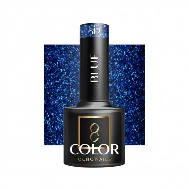 OCHO NAILS ilgalaikis hibridinis nagų lakas manikiūrui BLUE 512, 5 g. OCHO NAILS ilgalaikis hibridinis nagų lakas manikiūrui BLUE 512, 5 g.