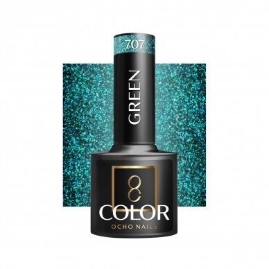 OCHO NAILS стойкий гибридный лак для маникюра GREEN 707, 5 г. OCHO NAILS стойкий гибридный лак для маникюра GREEN 707, 5 г.