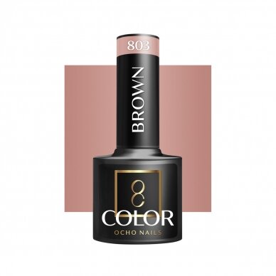 OCHO NAILS ilgalaikis hibridinis nagų lakas manikiūrui BROWN 803, 5 g. OCHO NAILS ilgalaikis hibridinis nagų lakas manikiūrui BROWN 803, 5 g.