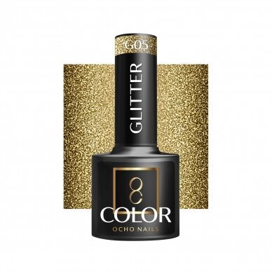 OCHO NAILS long-lasting hybrid nail polish for manicure GLITTER G05, 5 g. OCHO NAILS long-lasting hybrid nail polish for manicure GLITTER G05, 5 g.