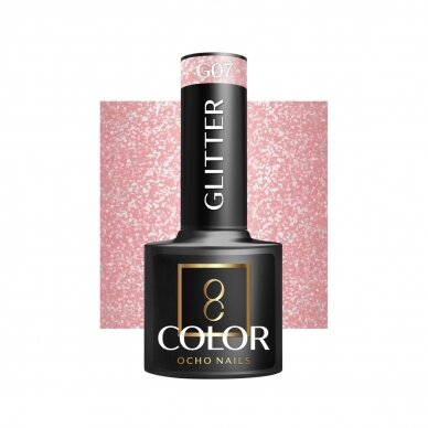 OCHO NAILS long-lasting hybrid nail polish for manicure GLITTER G07, 5 g. OCHO NAILS long-lasting hybrid nail polish for manicure GLITTER G07, 5 g.