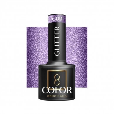 OCHO NAILS long-lasting hybrid nail polish for manicure GLITTER G09, 5 g. OCHO NAILS long-lasting hybrid nail polish for manicure GLITTER G09, 5 g.