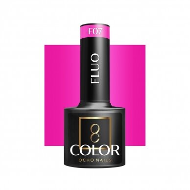 OCHO NAILS ilgalaikis hibridinis nagų lakas manikiūrui FLUO F07, 5 g. OCHO NAILS ilgalaikis hibridinis nagų lakas manikiūrui FLUO F07, 5 g.