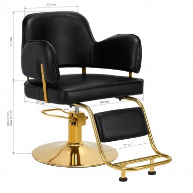 Profesionali kirpyklos kėdė grožio salonams LINZ GOLD, juodos spalvos 8