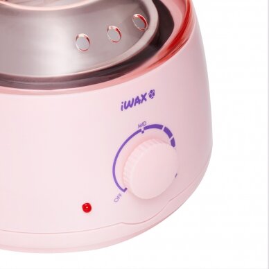 Profesionalus vaško šildytuvas skardinėms ir granulėms IWAX 100 400ML 100W, rožinės spalvos 4