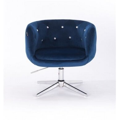 Кресло для салона красоты на устойчивой базе HR333CROSS, синий велюр 1