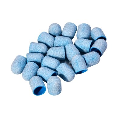 EXO BLUE MED vienkartiniai antgaliai pedikiūrui HARD CAP 13 mm 80 gritų, 20 vnt.