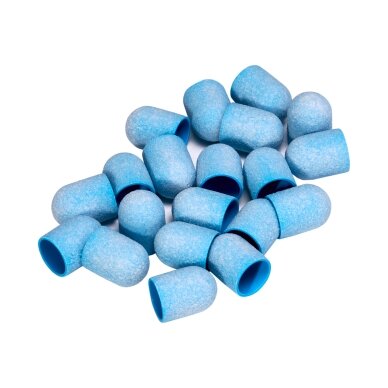 EXO BLUE MED vienkartiniai antgaliai pedikiūrui HARD CAP 13 mm 150 gritų, 20 vnt.