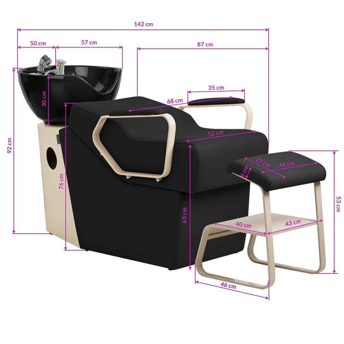 Professional hairdressing sink OMEGA MARINA, black 13