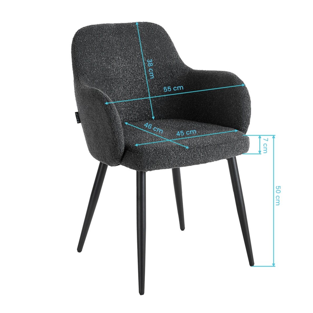 4RICO INTRA waiting and living room chair, black color 7