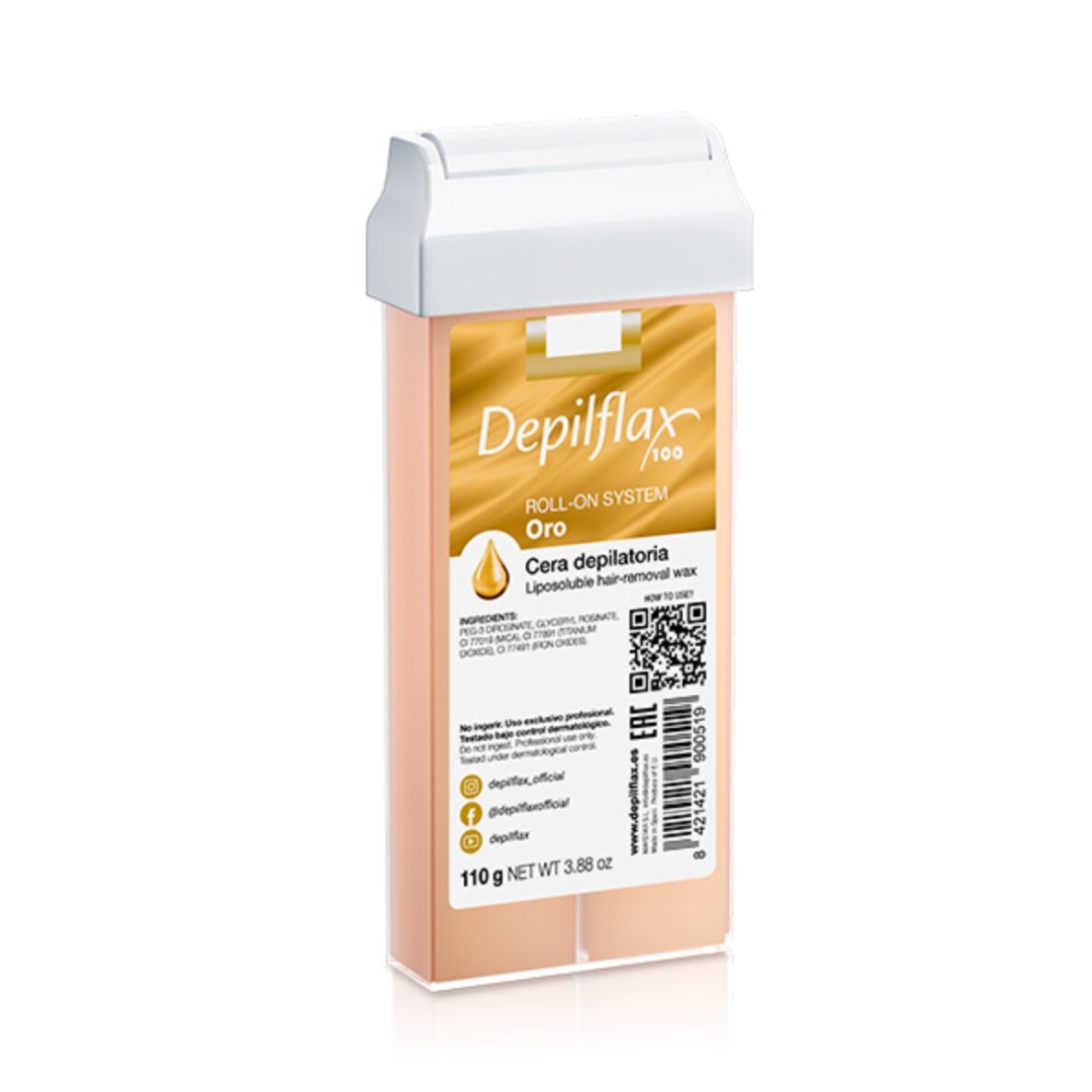 DEPILFLAX 100 kasetinis vaškas depiliacijai GOLD ROLL 110 g