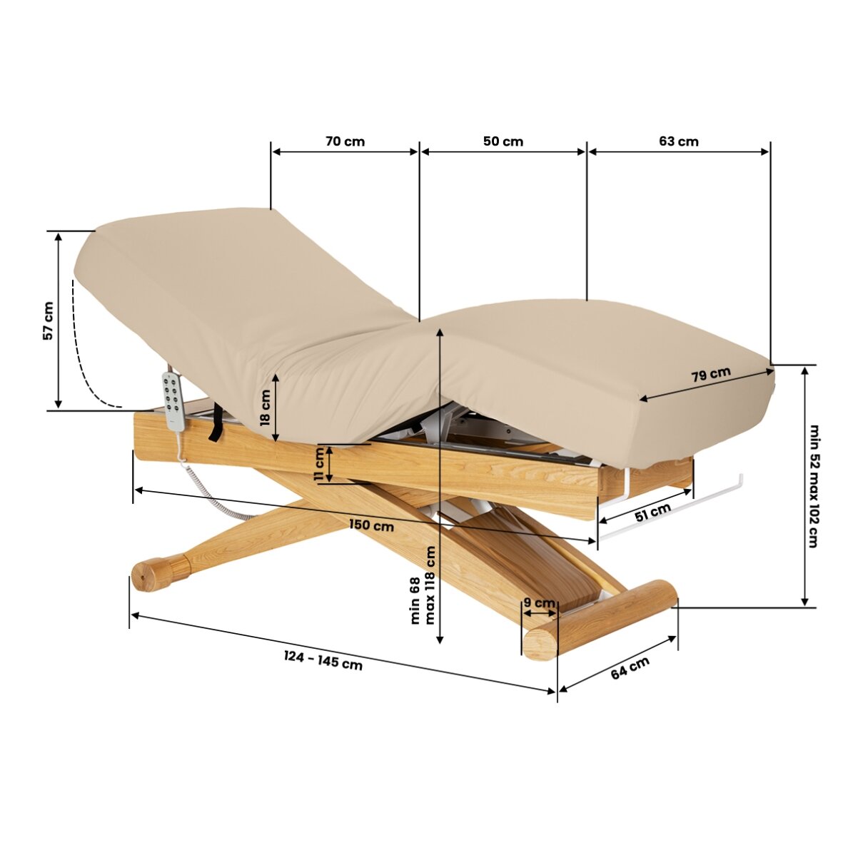 Professional electric massage and SPA bed SILLON SIESTA, beige 19