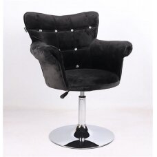 Grožio salono kėdė stabiliu pagrindu HR804CN, juodas aksomas
