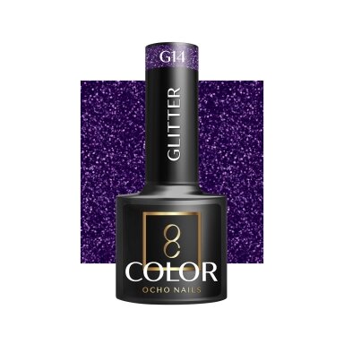 OCHO NAILS long-lasting hybrid nail polish for manicure GLITTER G14, 5 g. OCHO NAILS long-lasting hybrid nail polish for manicure GLITTER G14, 5 g.